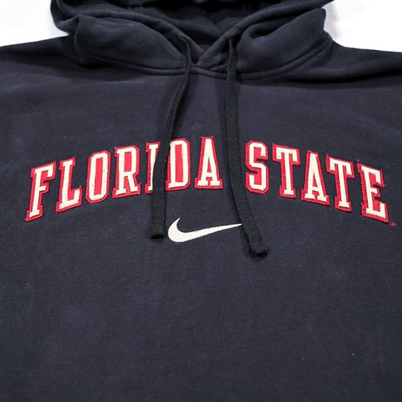NIKE Mens L Black Embroidered Florida State Seminoles Pullover Hoodie Sweatshirt - Picture 3 of 8